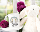 Blue Boho Rainbow Personalized Hot Chocolate Mug