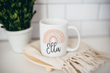 Pink Boho Rainbow Personalized Hot Chocolate Mug