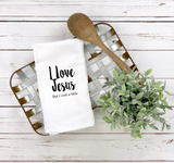 I love Jesus but I cuss a little Tea Towel