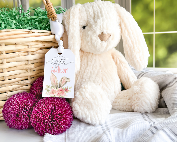 Floral Bunny Ear Easter Basket Gift Tag