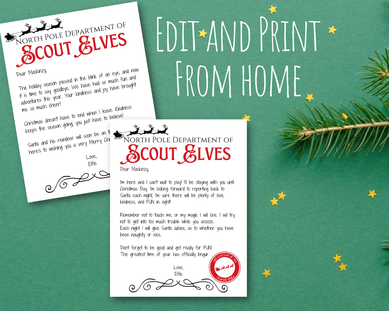 Printable Personalized Elf Welcome and Farewell Letter