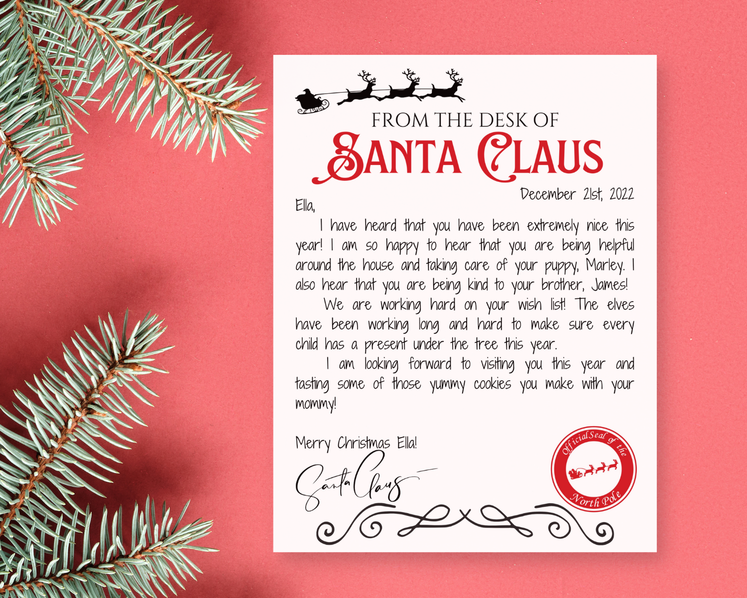 Printable Personalized Letter From Santa