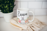 Floral Bunny Personalized Hot Chocolate Mug