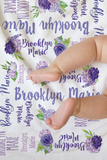 Purple Floral Custom Baby Blanket